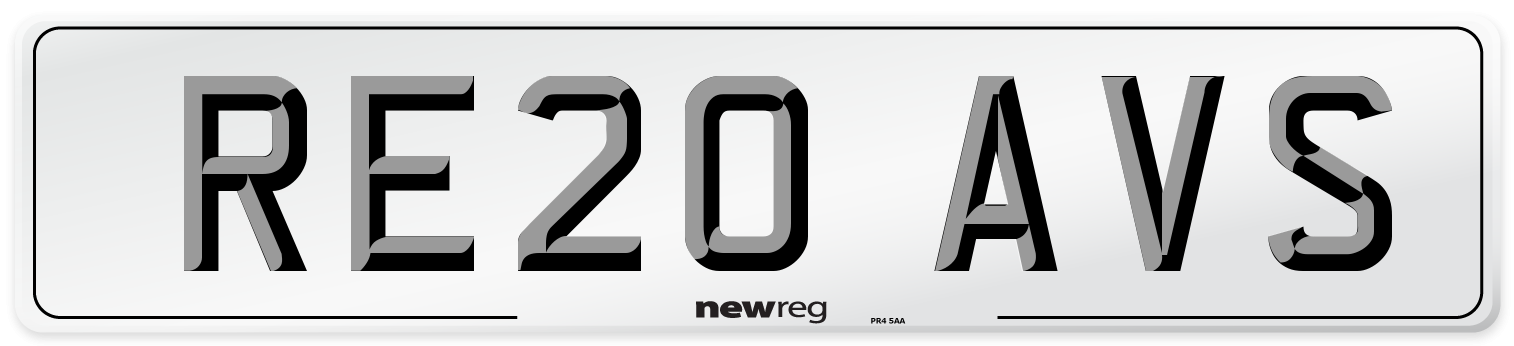 RE20 AVS Number Plate from New Reg